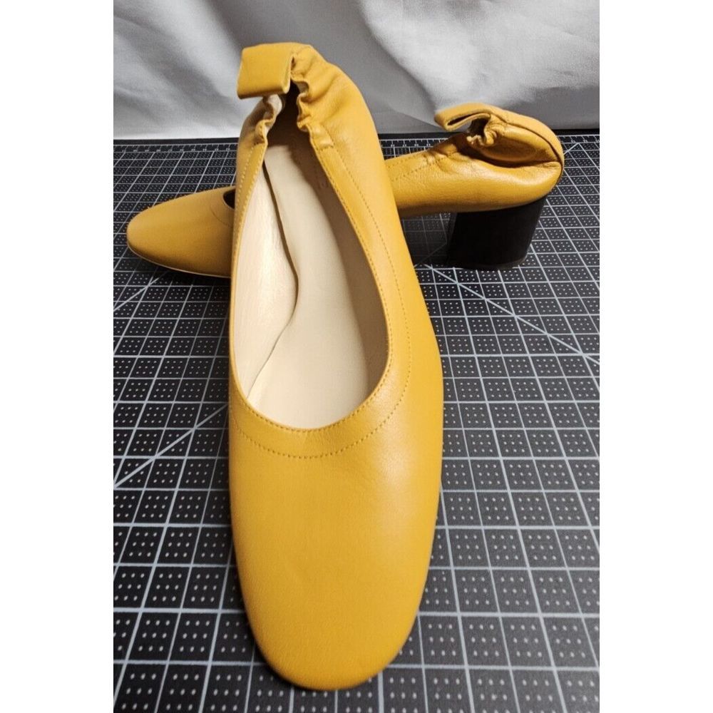 Everlane Womens‎ The Day Pump Size 6 Mustard Leather Block Heel Dress Shoe Italy